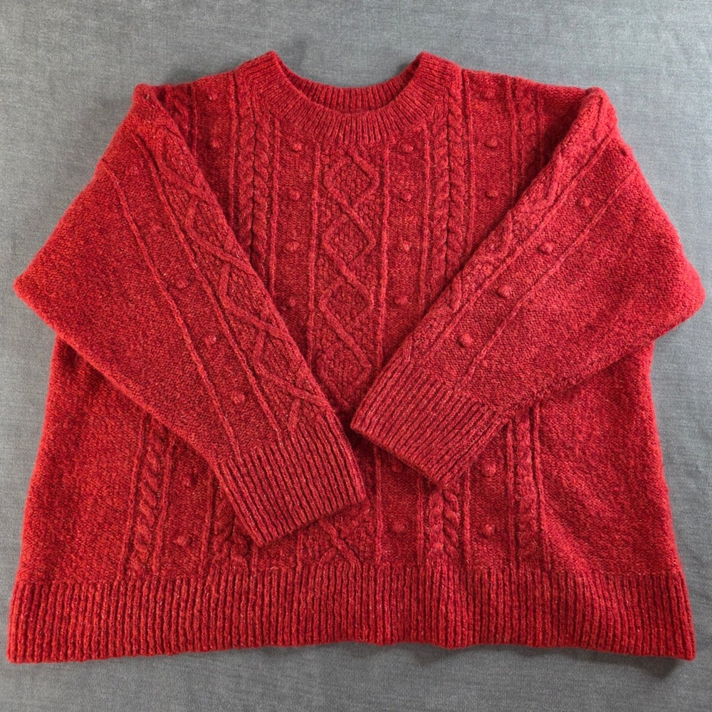 Old Navy Cable Knit Sweater Women 3X Orange Crew‎ Neck Chunky Relaxed Fit